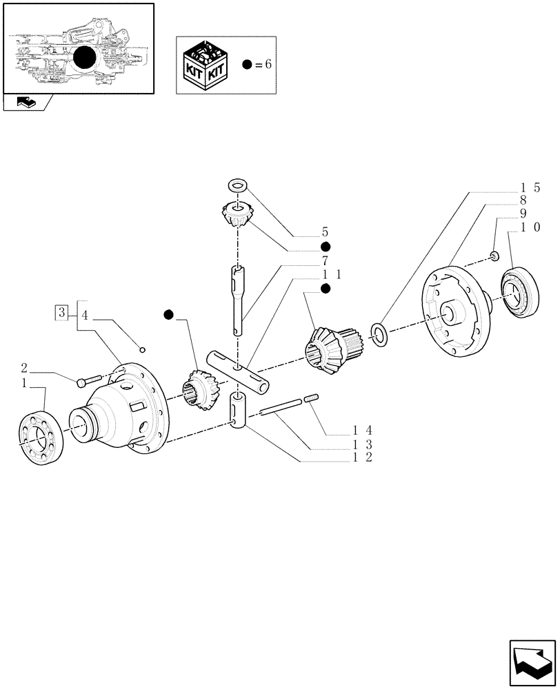 Схема запчастей Case IH MAXXUM 120 - (1.32.4) - DIFFERENTIAL GEARS WITH MECHANICAL LOCK FOR REAR AXLE (03) - TRANSMISSION