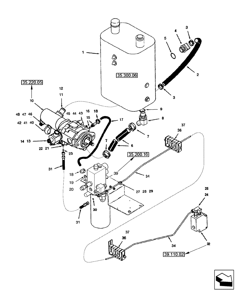 Схема запчастей Case IH 2577 - (35.220.01) - HYDRAULICS - AUXILIARY PUMP SUPPLY (35) - HYDRAULIC SYSTEMS