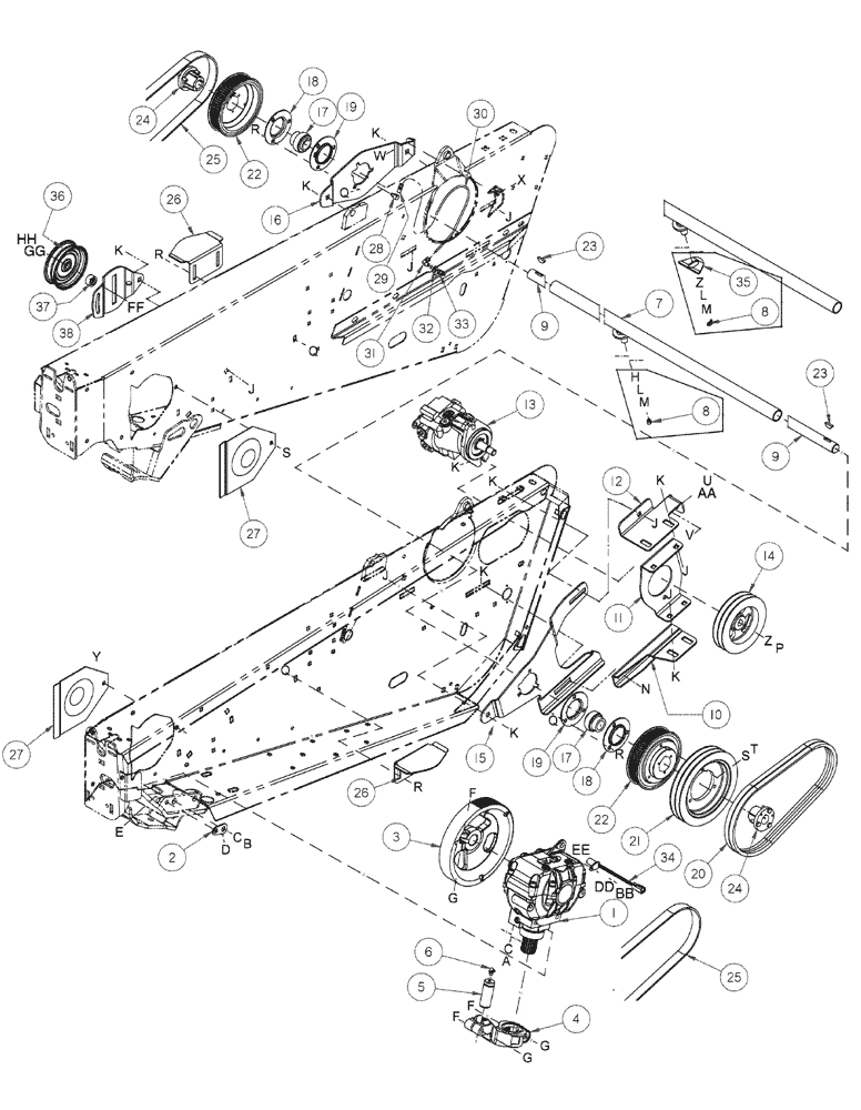 Схема запчастей Case IH 2142 - (09-12) - TIMED KNIFE DRIVE - DOUBLE SICKLE HEADERS 