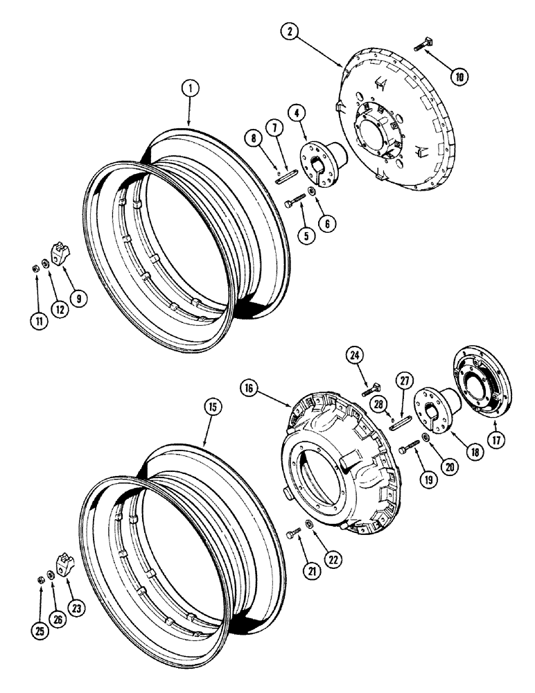 Схема запчастей Case IH 2394 - (6-076) - REAR WHEELS, 42 INCH RIMS (06) - POWER TRAIN