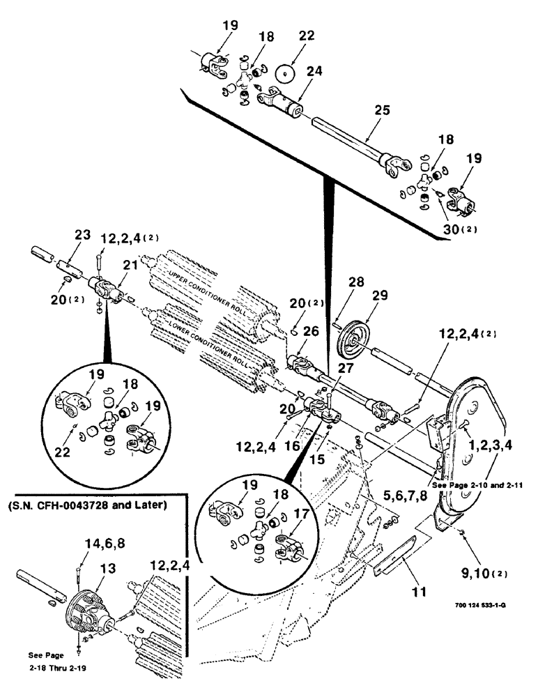 Схема запчастей Case IH 8360 - (2-14) - HAY CONDITIONER DRIVE ASSEMBLY, 12 FOOT (09) - CHASSIS