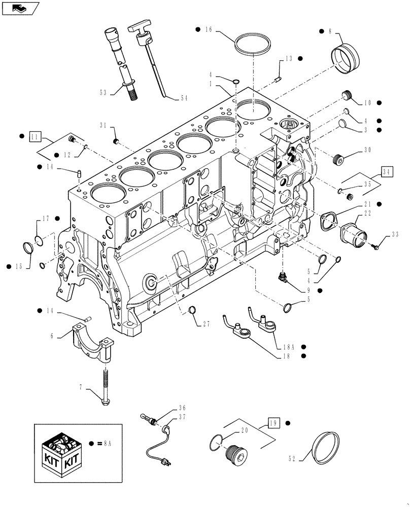 Схема запчастей Case IH 4420 - (03-020) - ENGINE-CYLINDER BLOCK (01) - ENGINE