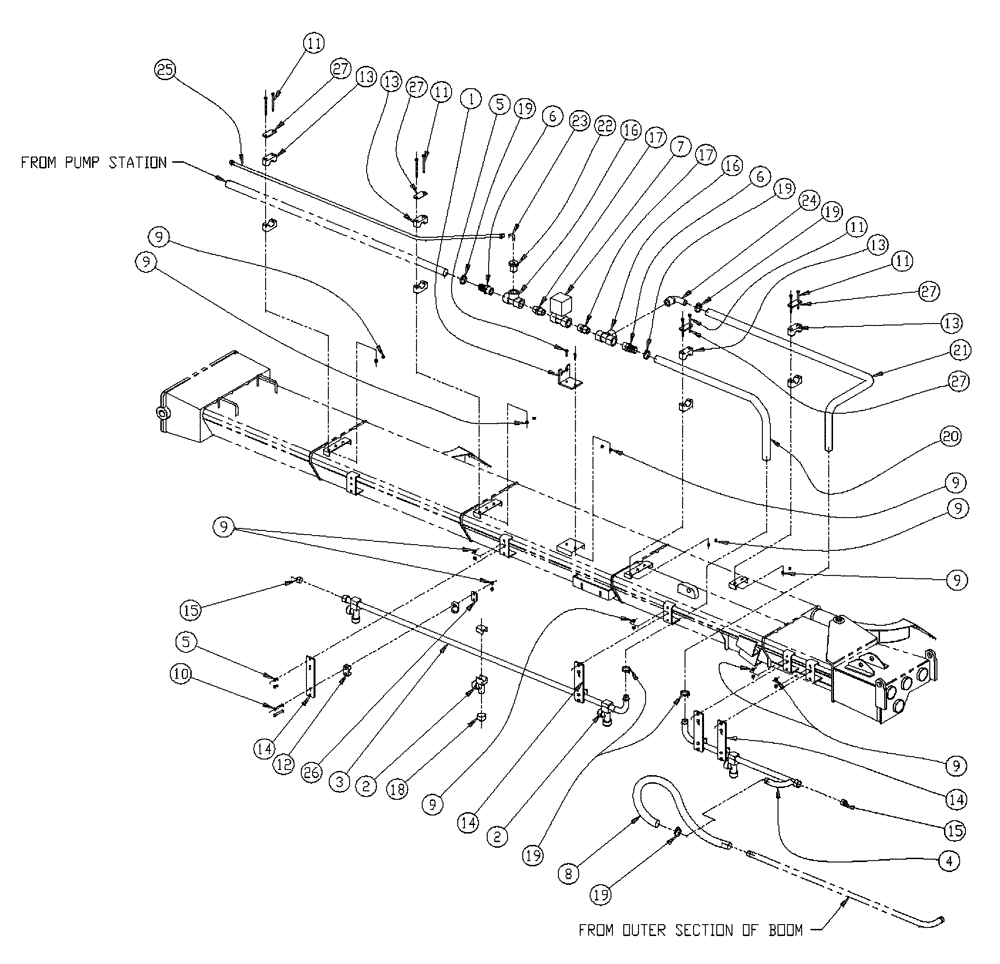 Схема запчастей Case IH 437 - (10-017) - WET BOOM, 2.5, LH, INNER Wet Kit