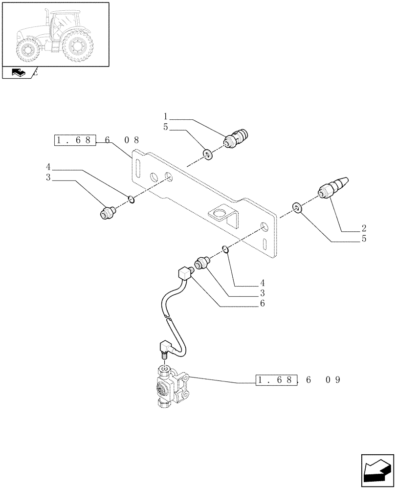 Схема запчастей Case IH PUMA 155 - (1.68.6[12]) - PNEUMATIC TRAILER BRAKE (UK) - QUICK HITCH AND PIPES - C6753 (VAR.332739) (05) - REAR AXLE