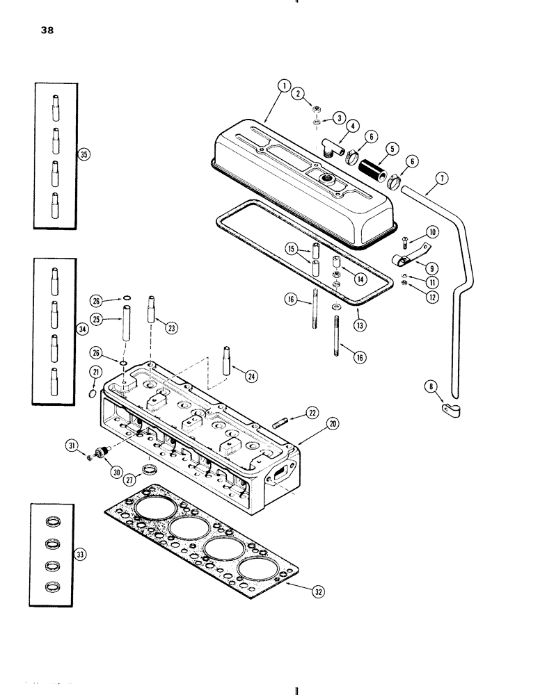 Схема запчастей Case IH 570 - (038) - CYLINDER HEAD AND COVER, 570 (159) SPARK IGNITION ENGINE (02) - ENGINE