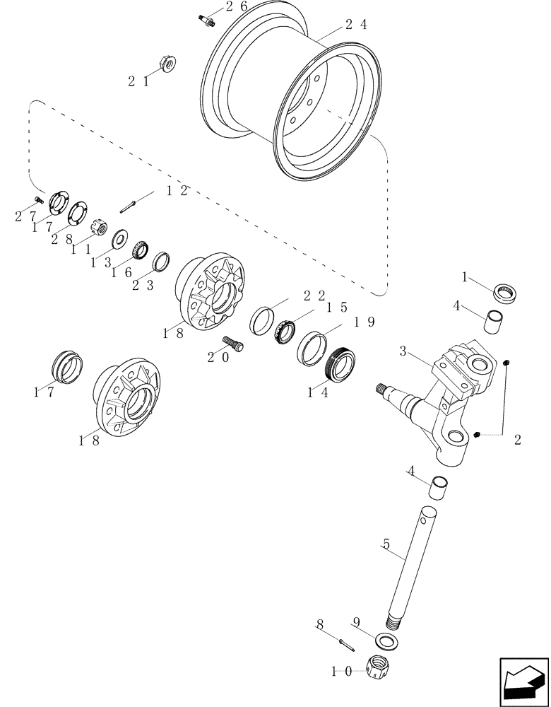 Схема запчастей Case IH 2577 - (44.151.10) - AXLE, ADJUSTABLE - STEERING KNUCKLE, HUB AND WHEELS (44) - WHEELS