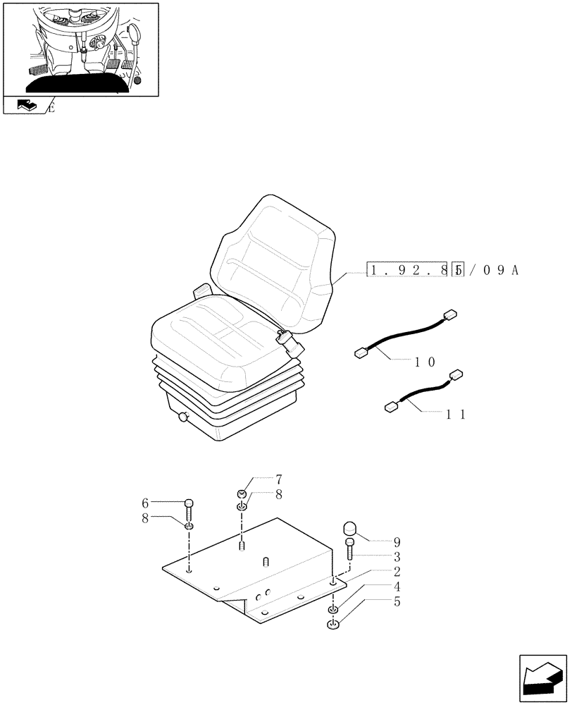 Схема запчастей Case IH FARMALL 90 - (1.92.85/09) - DELUXE SEAT WITH AIR SUSPENSION AND RETRACTABLE BELTS - W/CAB (VAR.335850-336850) (10) - OPERATORS PLATFORM/CAB