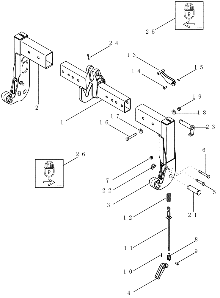 Схема запчастей Case IH MX230 - (09-63) - QUICK HITCH COUPLER - CONVERTIBLE, CATEGORY III / III-N, BSN Z6RZ02099 (09) - CHASSIS/ATTACHMENTS