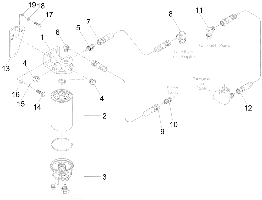 Схема запчастей Case IH A7700 - (C01.05[01]) - Fuel Lines and Water Separator {M11 and QSM11} (02) - FUEL SYSTEM