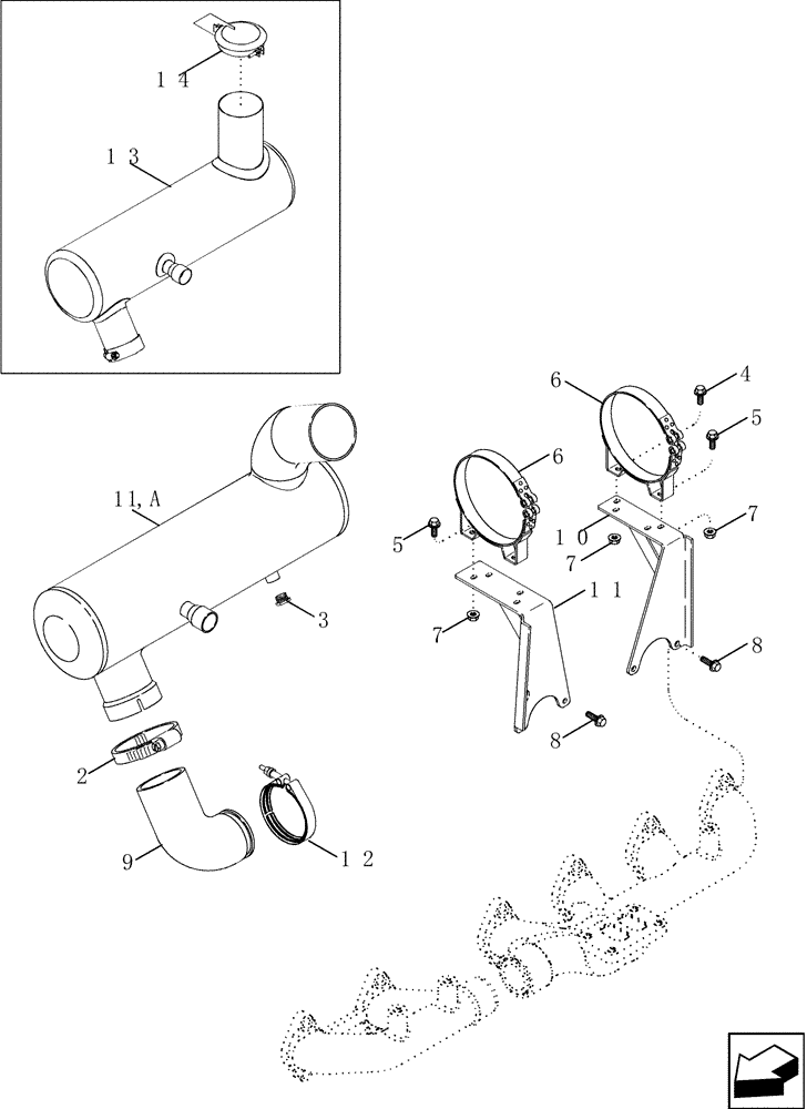 Схема запчастей Case IH 2577 - (10.254.11) - EXHAUST SYSTEM - MUFFLER (10) - ENGINE