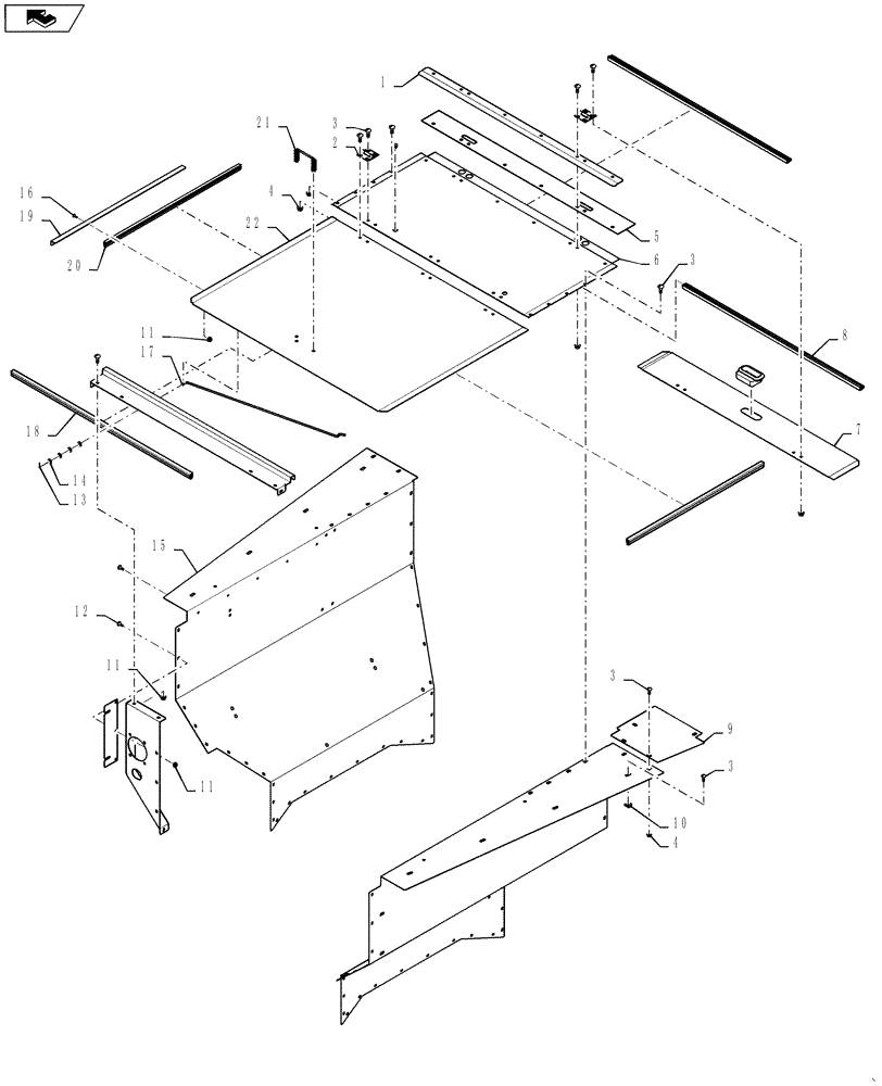 Схема запчастей Case IH 635 - (74.141.25[01]) - AIR TUNNEL TOP (74) - CLEANING