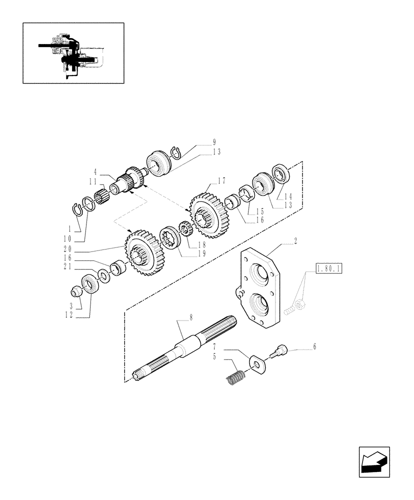 Схема запчастей Case IH JX1095N - (1.80.1/04[01]) - (VAR.818) POWER TAKE-OFF (540-540E) - SHAFTS AND GEARS (07) - HYDRAULIC SYSTEM