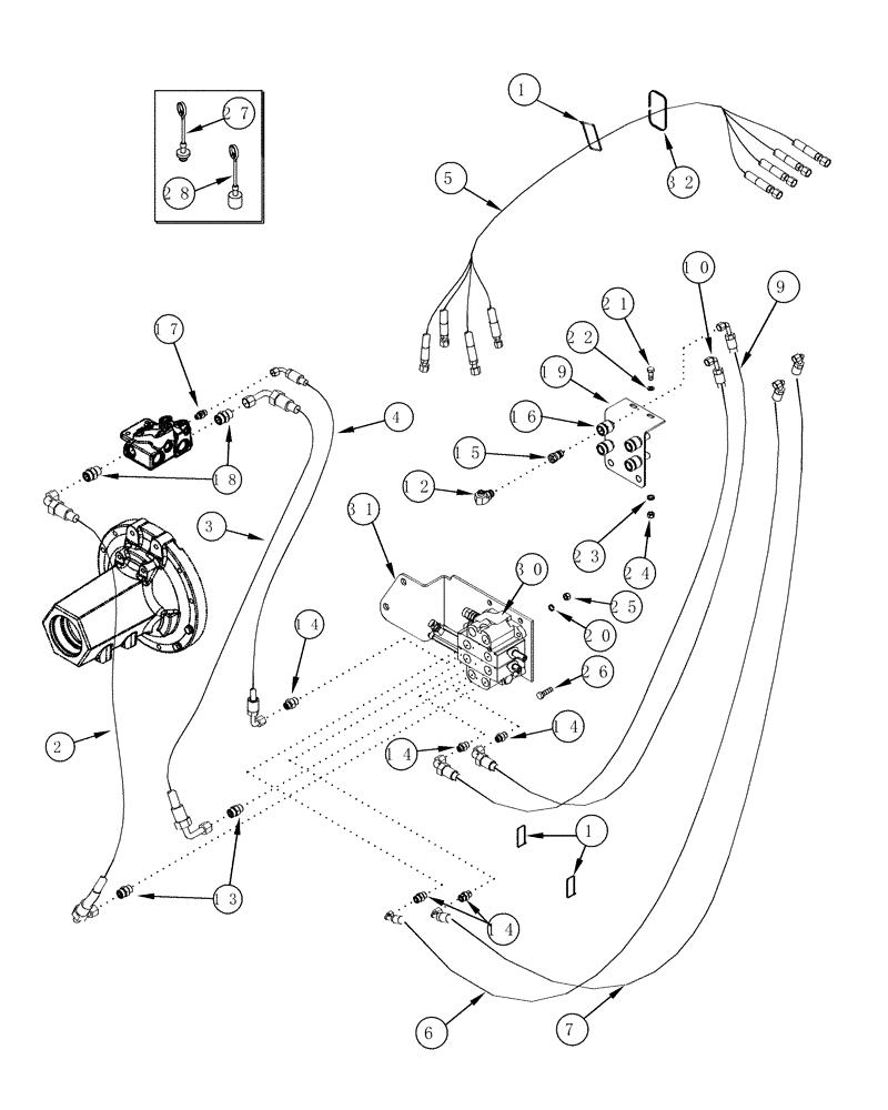 Схема запчастей Case IH LX162 - (08-31) - HYDRAULICS - EXTERNAL VALVE - 2 FUNCTION WITHOUT SELF LEVELING (08) - HYDRAULICS