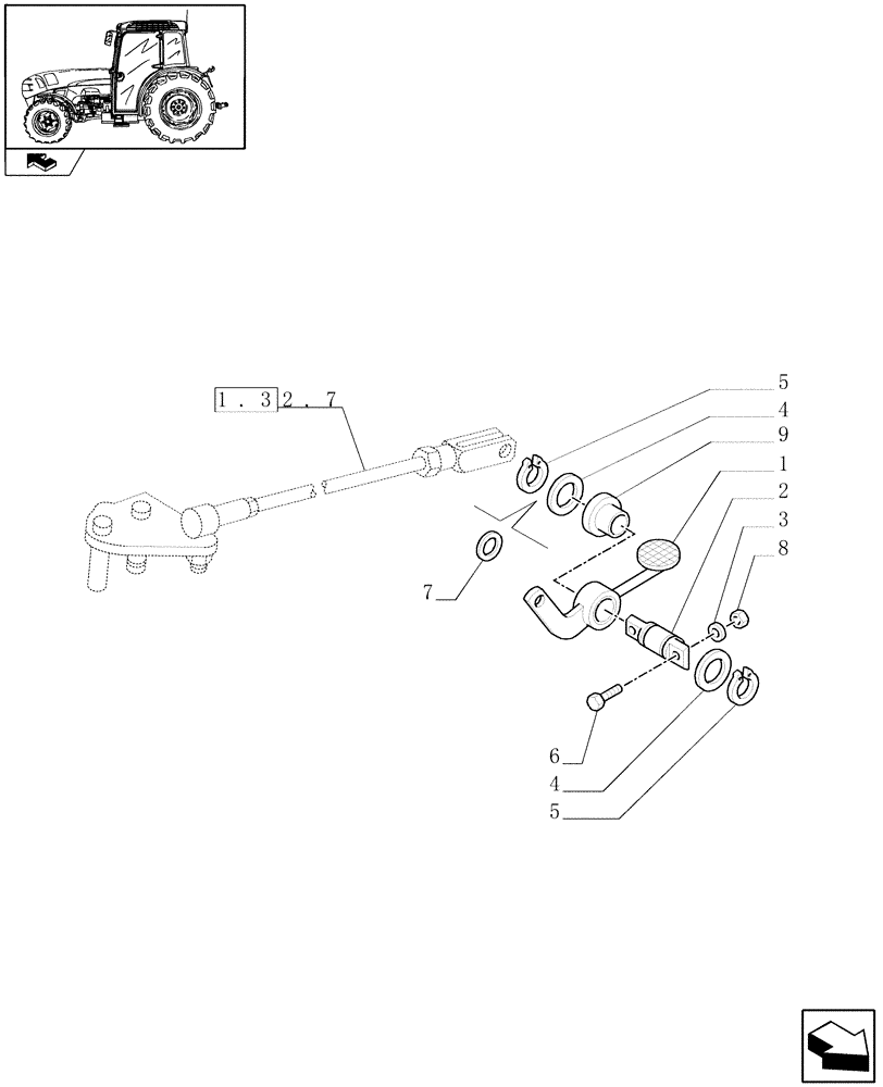 Схема запчастей Case IH FARMALL 95N - (1.92.33) - REAR MECHANICAL DIFFERENTIAL LOCK FOR 2WD - PEDAL (VAR.330387 / 743511) (10) - OPERATORS PLATFORM/CAB