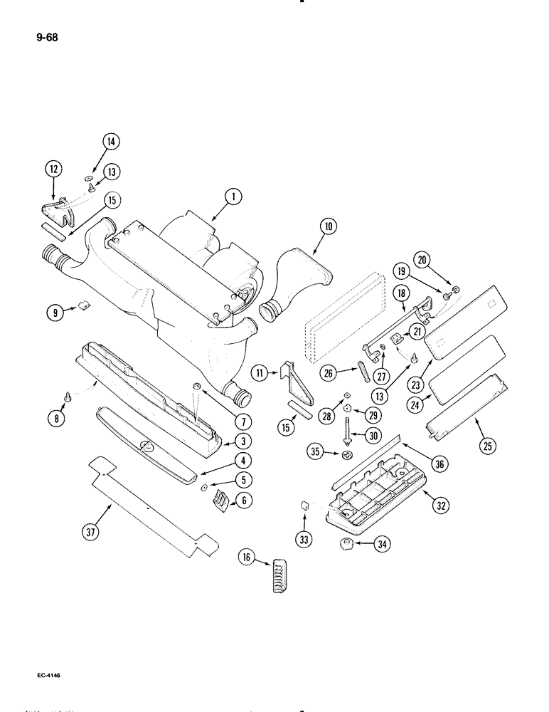 Схема запчастей Case IH 695 - (9-068) - CAB, AIR CONDITIONING VENTS (09) - CHASSIS/ATTACHMENTS