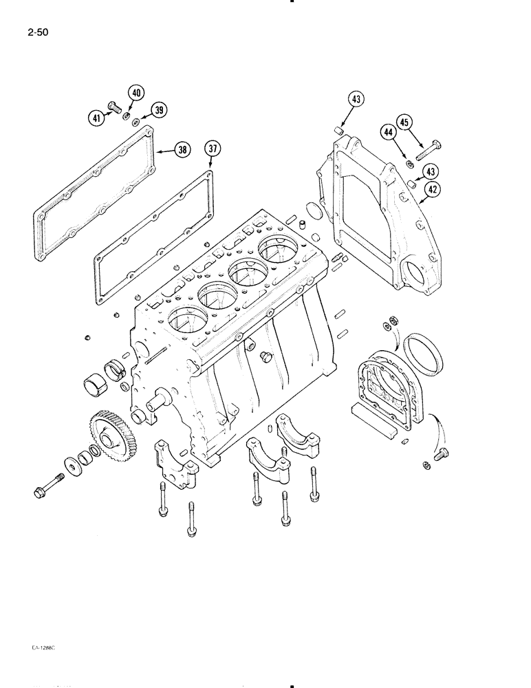 Схема запчастей Case IH 695 - (2-50) - CYLINDER BLOCK, SIDE COVER (02) - ENGINE