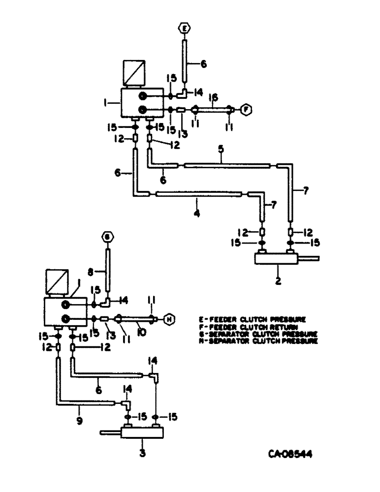 Схема запчастей Case IH 1420 - (10-12) - HYDRAULICS, FEEDER AND SEPARATOR CLUTCH CYLINDER DIAGRAM (07) - HYDRAULICS