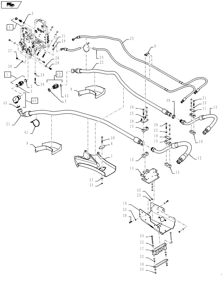 Схема запчастей Case IH QUADTRAC 600 - (35.220.02[01]) - REMOTE HYDRAULIC HOSES - QUADTRAC (35) - HYDRAULIC SYSTEMS