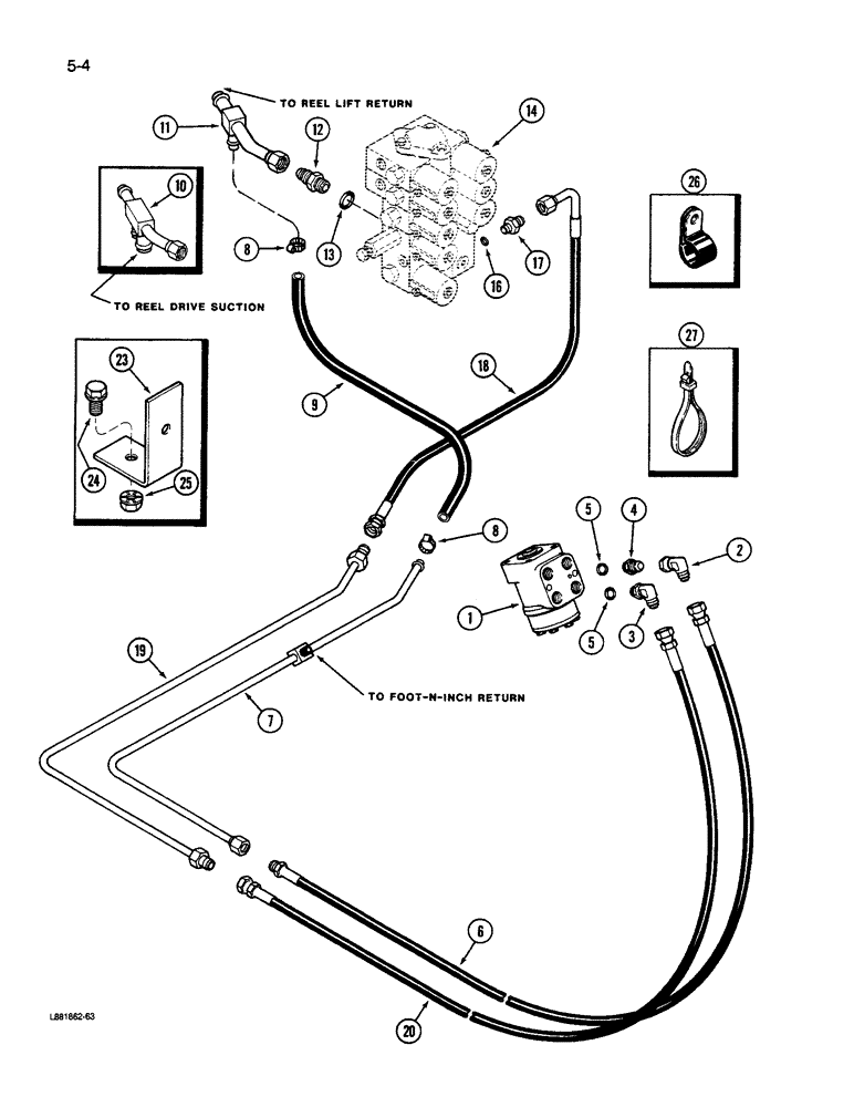 Схема запчастей Case IH 1640 - (5-04) - POWER STEERING SYSTEM, SUPPLY AND RETURN SYSTEM (04) - STEERING