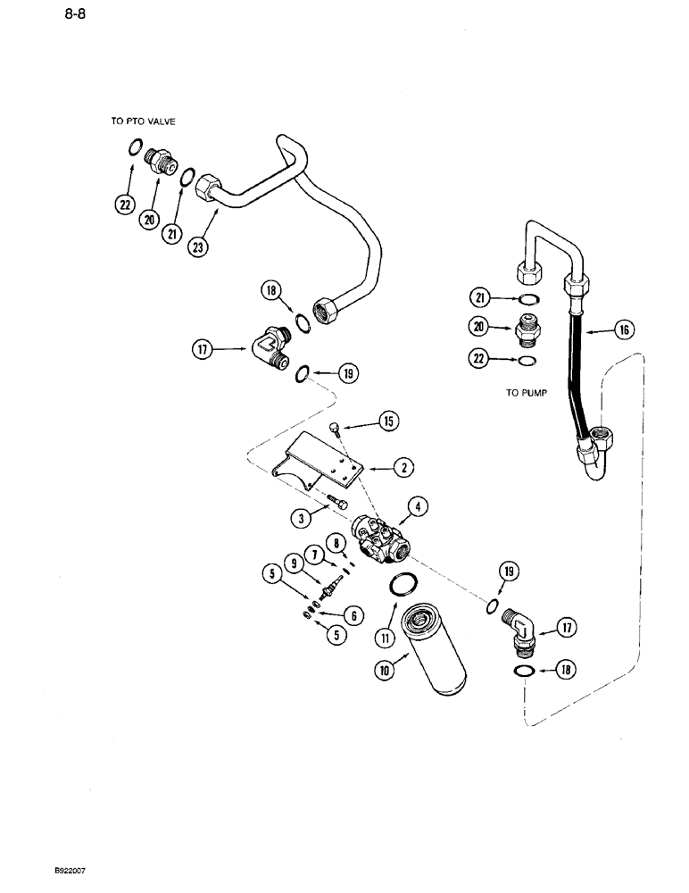 Схема запчастей Case IH 7110 - (8-08) - AUXILIARY HYDRAULIC TRANSMISSION FILTER, TRANSMISSION SERIAL NUMBER AJB0044915 AND AFTER (08) - HYDRAULICS