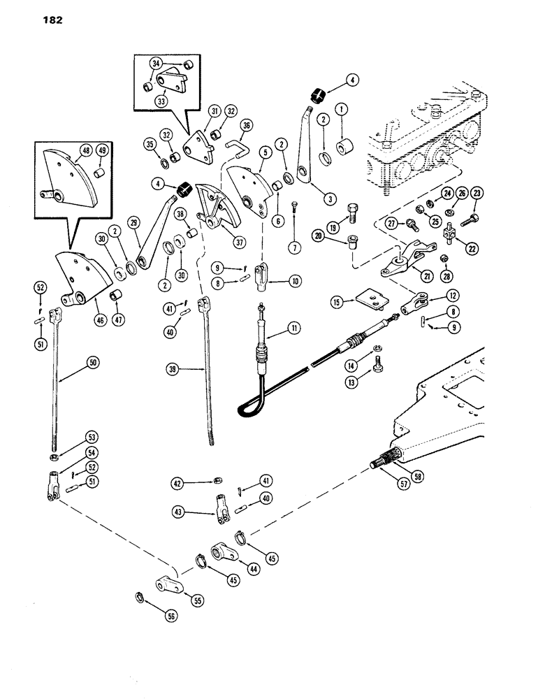 Схема запчастей Case IH 770 - (182) - GEAR AND RANGE SHIFT LINKAGE, POWER SHIFT (06) - POWER TRAIN