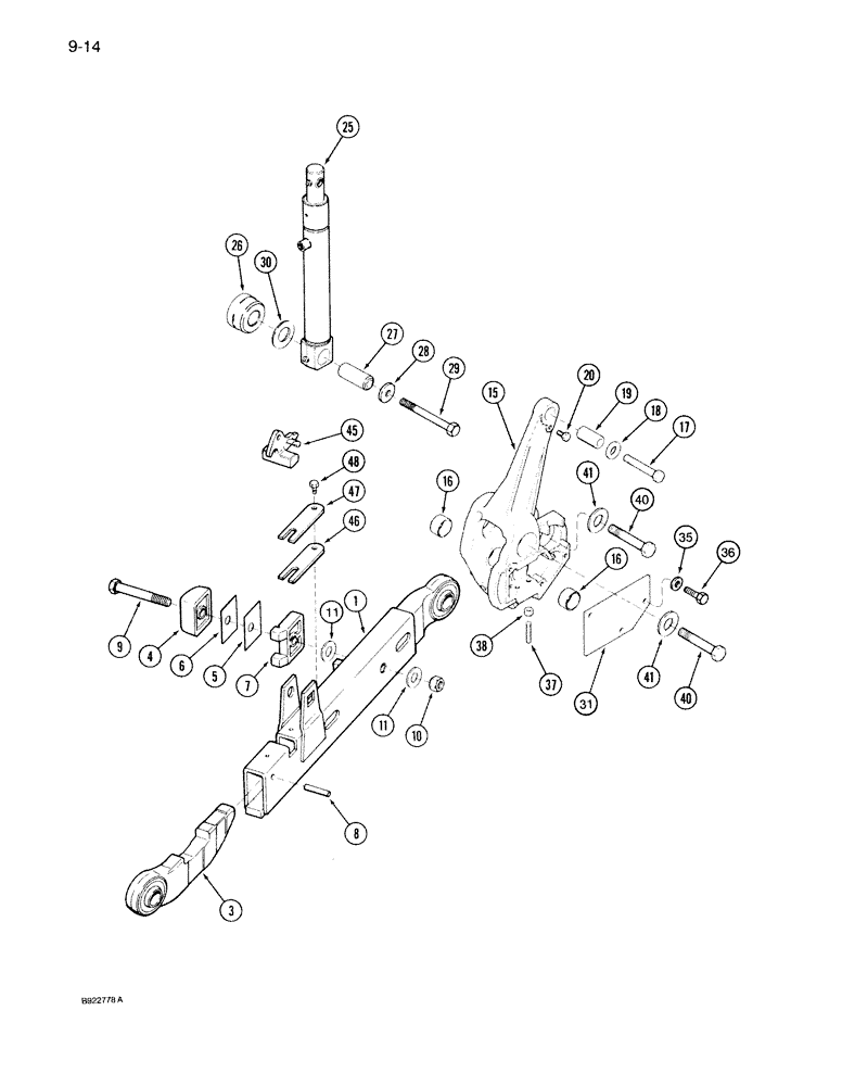 Схема запчастей Case IH 7150 - (9-014) - HITCH LOWER LIFT LINKS, P.I.N. JJA0036010 AND AFTER (09) - CHASSIS/ATTACHMENTS