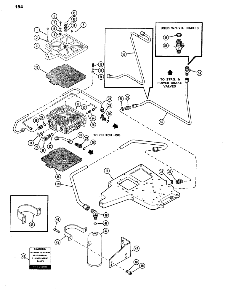 Схема запчастей Case IH 770 - (194) - TRANSMISSION CONTROL VALVE, COVERS, GASKET AND TUBES, POWER SHIFT (06) - POWER TRAIN