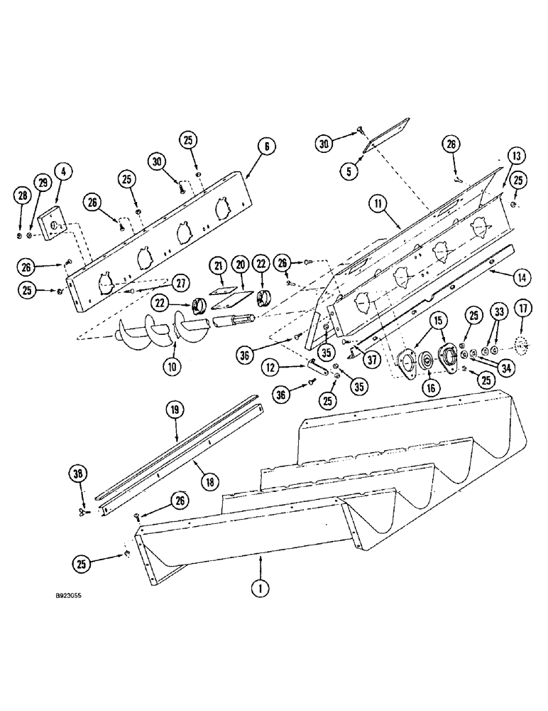 Схема запчастей Case IH 1644 - (9B-34) - AUGER BED (14) - ROTOR, CONCANVES & SIEVE