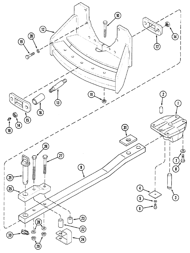 Схема запчастей Case IH 7240 - (9-014) - DRAWBAR, WITHOUT HITCH (09) - CHASSIS/ATTACHMENTS