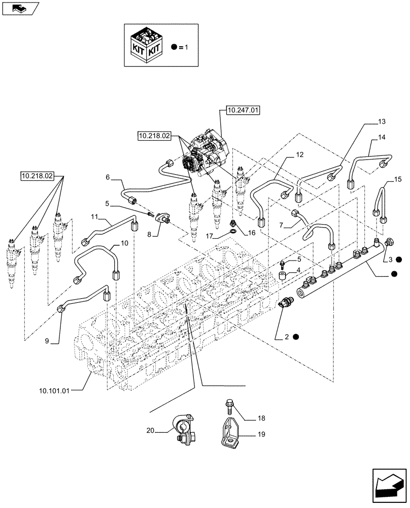 Схема запчастей Case IH F2CFE613T E003 - (10.218.03) - INJECTION EQUIPMENT - PIPING (5801386397) (10) - ENGINE