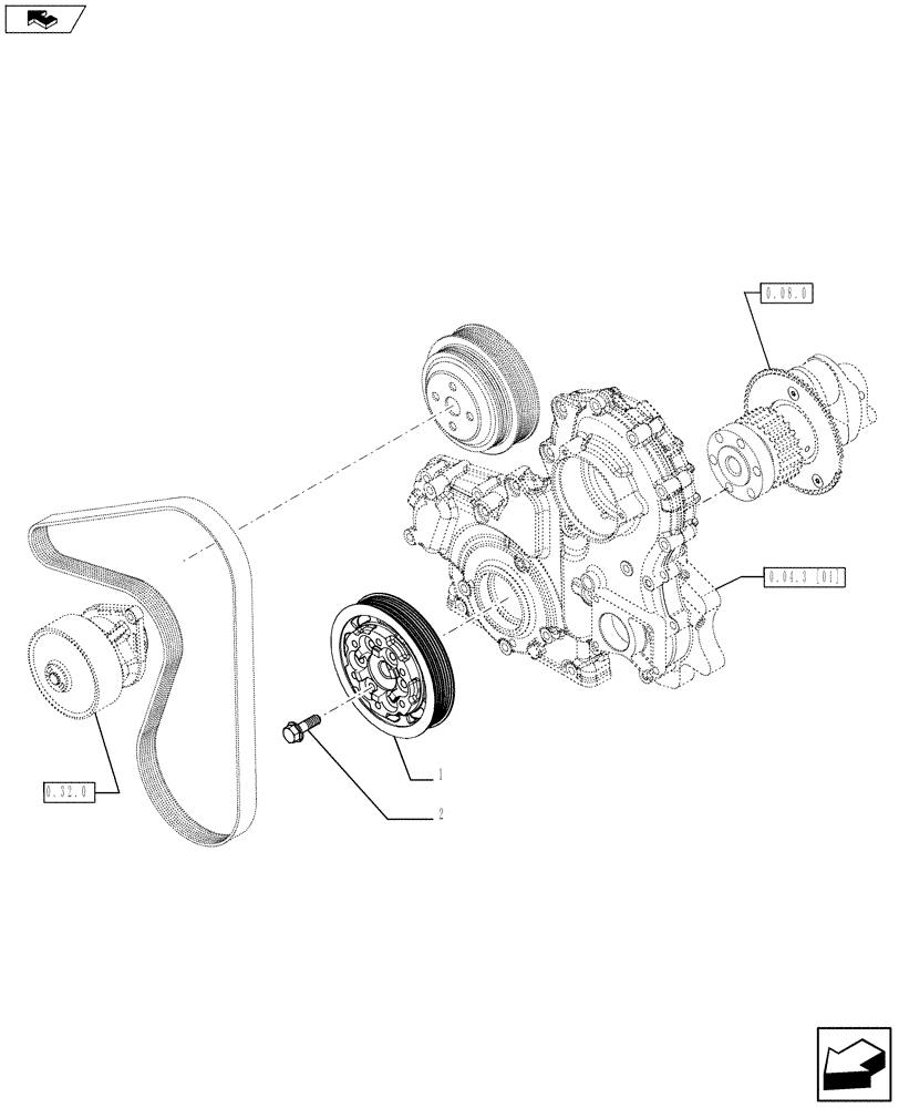 Схема запчастей Case IH F5AE5484C A001 - (0.08.4) - PULLEY - CRANKSHAFT (10) - ENGINE