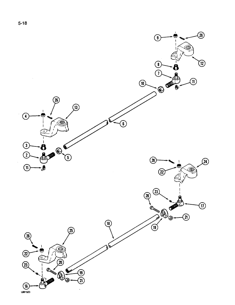 Схема запчастей Case IH 1640 - (5-18) - STEERING TIE RODS, NONADJUSTABLE AXLE (04) - STEERING