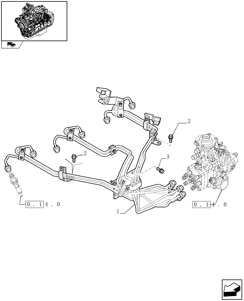 Схема запчастей Case IH F4GE9684B J600 - (0.14.9) - INJECTION EQUIPMENT - PIPING (2852688) 