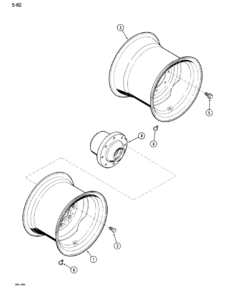 Схема запчастей Case IH 7120 - (5-62) - FRONT WHEELS, TWO WHEEL DRIVE (05) - STEERING