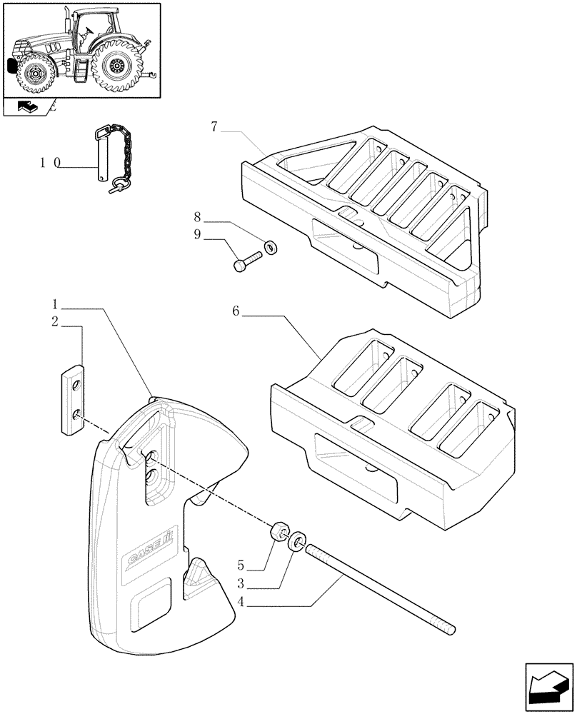 Схема запчастей Case IH PUMA 140 - (1.21.5/02) - FRONT WEIGHT CARRIER AND 8/16 WEIGHTS WITH PULL HOOK (VAR.330220-330221) (03) - TRANSMISSION