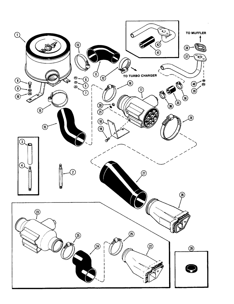 Схема запчастей Case IH 1370 - (012) - AIR INDUCTION SYSTEM, (504BDT) DIESEL ENGINE (02) - ENGINE