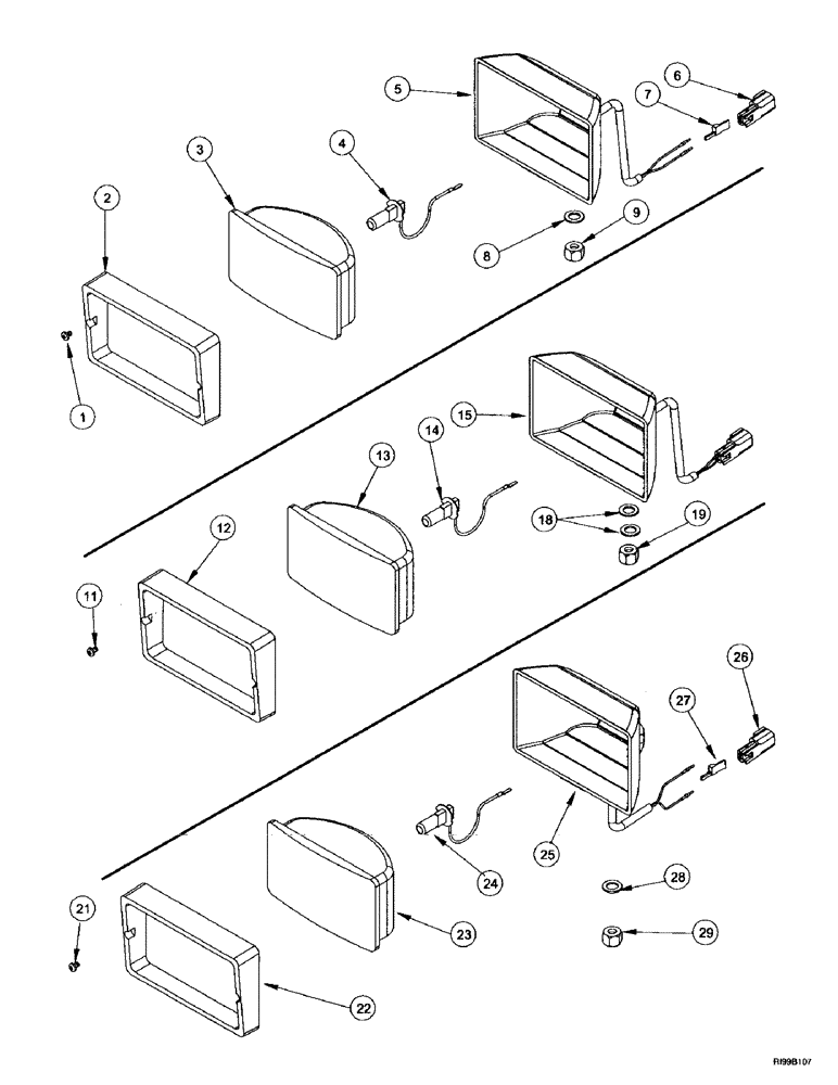 Схема запчастей Case IH MX200 - (4-084) - WORK LAMPS AND WIRING, FRONT WORK LAMP (04) - ELECTRICAL SYSTEMS