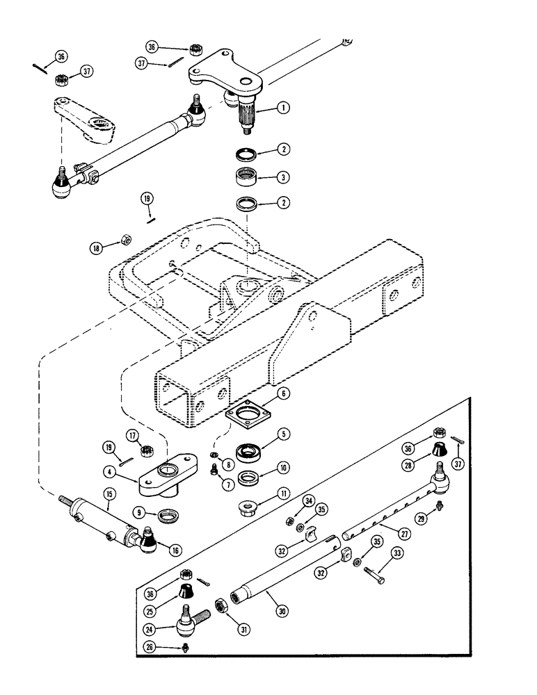 Схема запчастей Case IH 1370 - (148) - CENTER STEERING ARMS AND CYLINDERS (05) - STEERING