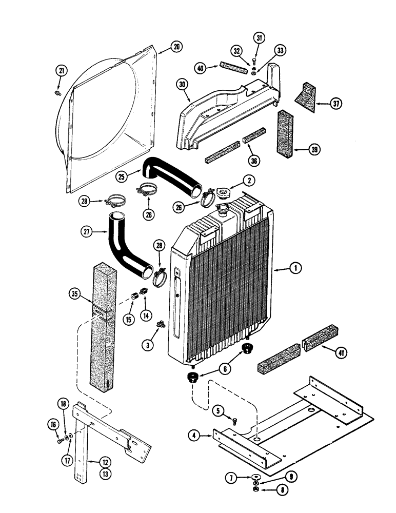 Схема запчастей Case IH 2090 - (2-02) - RADIATOR AND ATTACHING PARTS, 504BD DIESEL ENGINE (02) - ENGINE