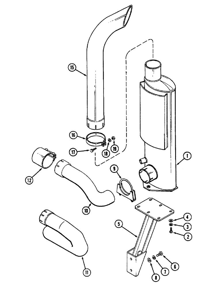 Схема запчастей Case IH 2290 - (2-024) - EXHAUST MUFFLER, 504BDT DIESEL ENGINE (02) - ENGINE