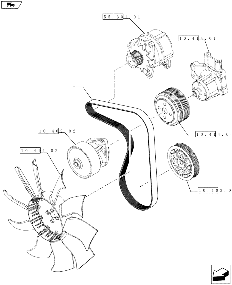 Схема запчастей Case IH FARMALL 75C - (10.414.03) - ENGINE BELT (10) - ENGINE