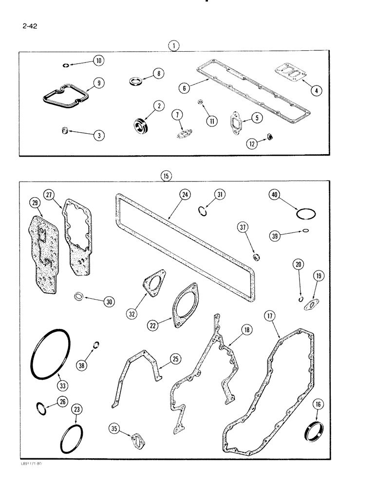 Схема запчастей Case IH 2096 - (2-042) - GASKET KITS, 6TA-590 ENGINE, VALVE GRIND (02) - ENGINE