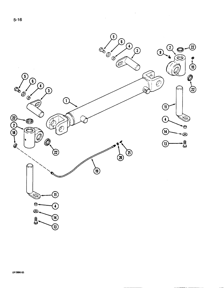 Схема запчастей Case IH 9270 - (5-016) - CYLINDER MOUNTING (05) - STEERING