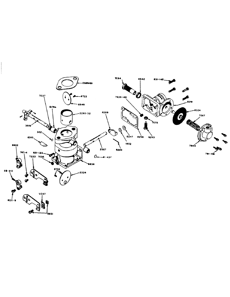 Схема запчастей Case IH 800 - (034) - POWRDYNE GAS ENGINE, A10616 ENSIGN CARBURETOR PARTS, MODEL 1-1/4" X G--NO. 3896 (02) - ENGINE