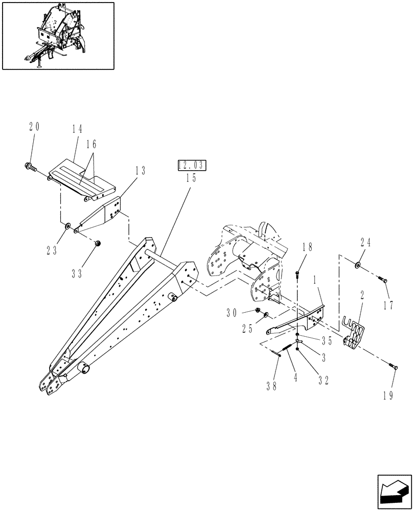 Схема запчастей Case IH RBX563 - (12.01) - STEP, FLIP-UP (12) - MAIN FRAME