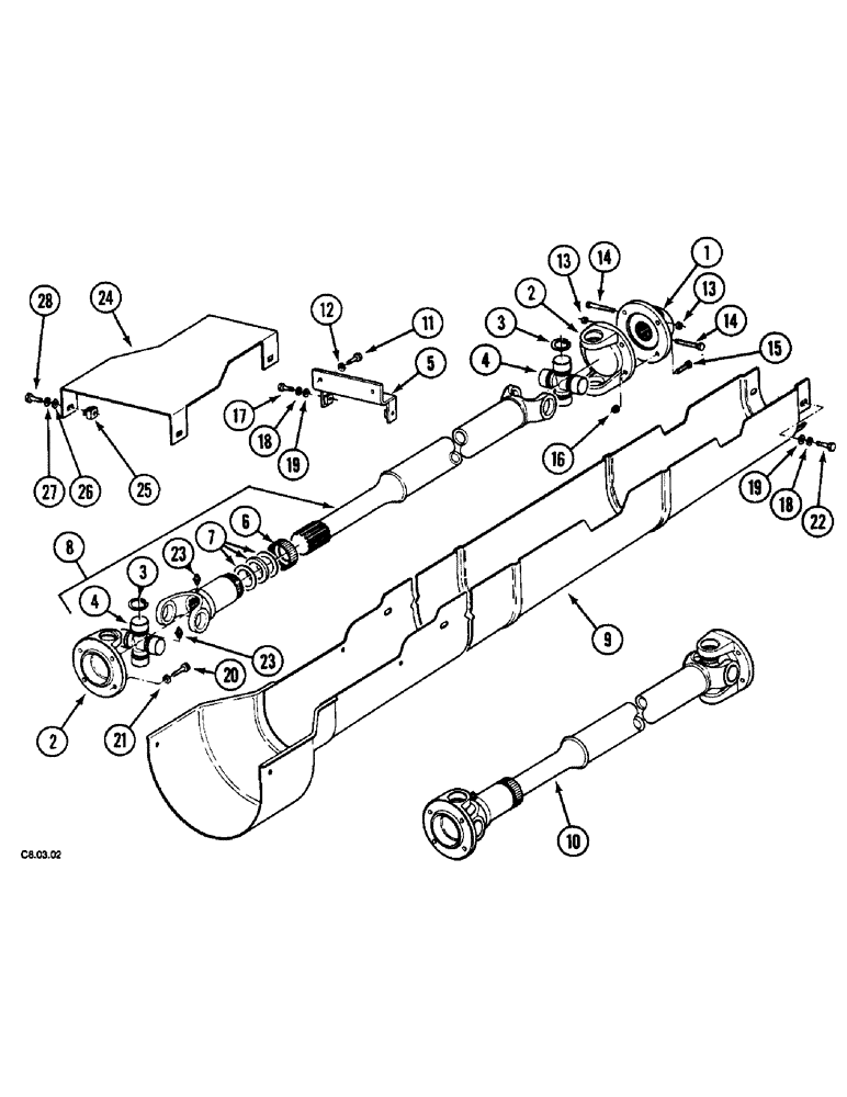 Схема запчастей Case IH 2150 - (6-100[C]) - DRIVE SHAFT - MFD, 2150 - (P.I.N. : CGC4262) - (P.I.N. : CGC15119) (06) - POWER TRAIN