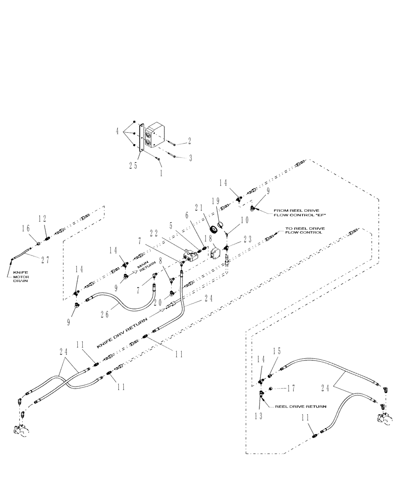 Схема запчастей Case IH DHX212 - (20.07.05[2.1]) - HYDRAULICS, SINGLE SWATH, PRIOR TO PIN Y8ZB00545 (07) - HYDRAULICS