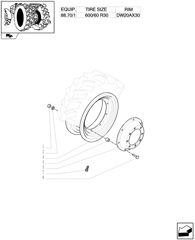 Схема запчастей Case IH PUMA 210 - (82.00[04]) - 4WD DRIVING WHEELS (Mar 12 2009 9:04:00.4287 AM) (11) - WHEELS/TRACKS