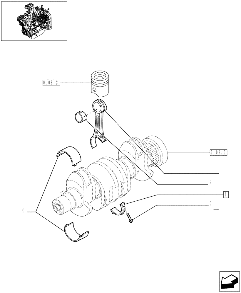 Схема запчастей Case IH JX1095C - (0.08.1) - CONNECTING ROD (01) - ENGINE