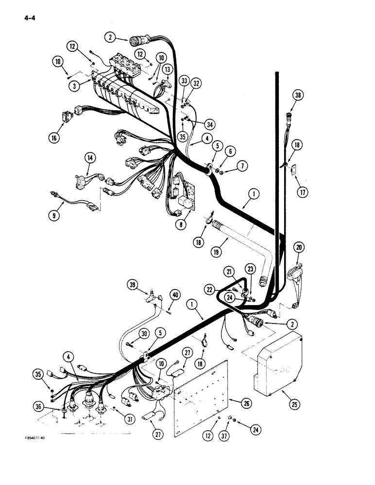 Схема запчастей Case IH 9180 - (4-04) - LOWER CAB HARNESS, ROPS (04) - ELECTRICAL SYSTEMS